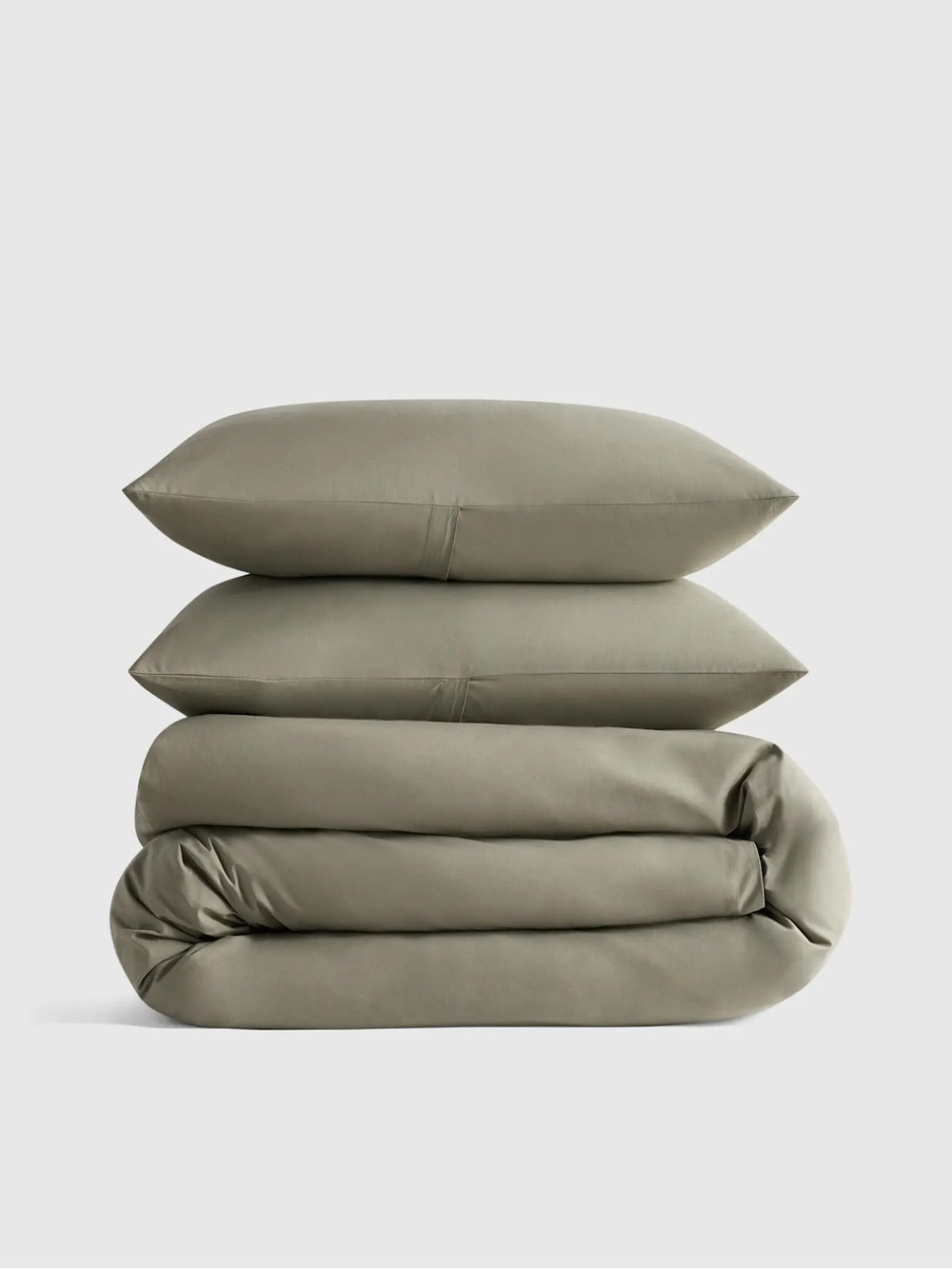 Quince Organic Crisp Percale Duvet Cover Set - King, Dried Sage